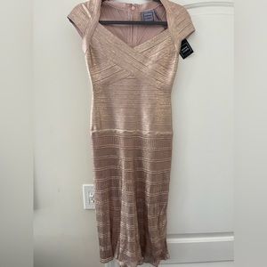 Rose gold herve Leger  style dress